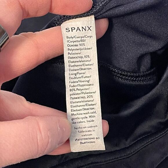 Spanx Faux Suede Navy Leggings Size Large - Picture 6 of 12